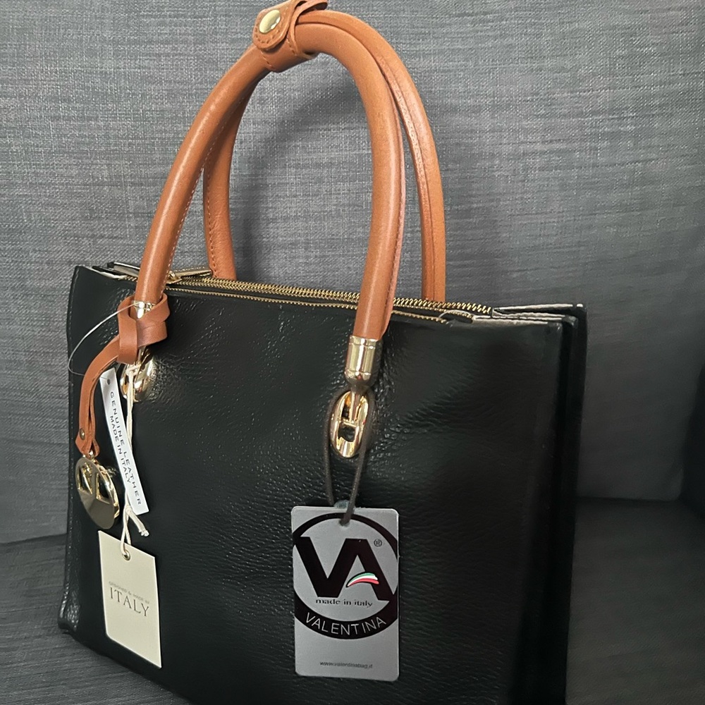 NWT VALENTINA LEATHER SATCHEL TOTE BAG PURSE - Picture 7 of 10